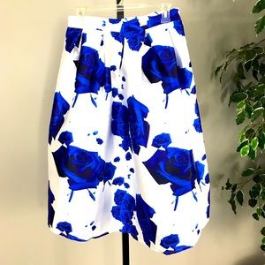 Chicwish Blue and White Full Floral Pleated Skirt